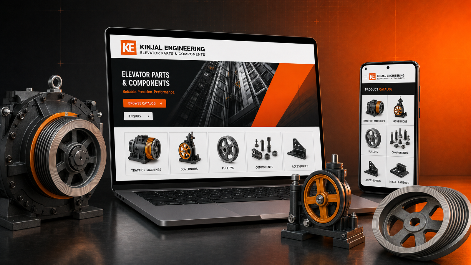 Kinjal Engineering B2B spare parts Flutter and WooCommerce quotation app