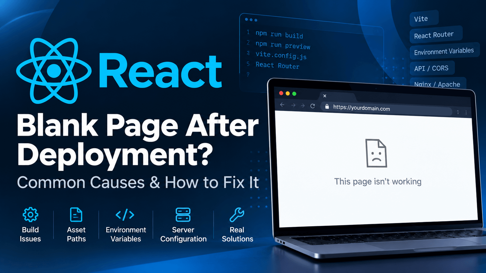 React blank page after deployment troubleshooting guide