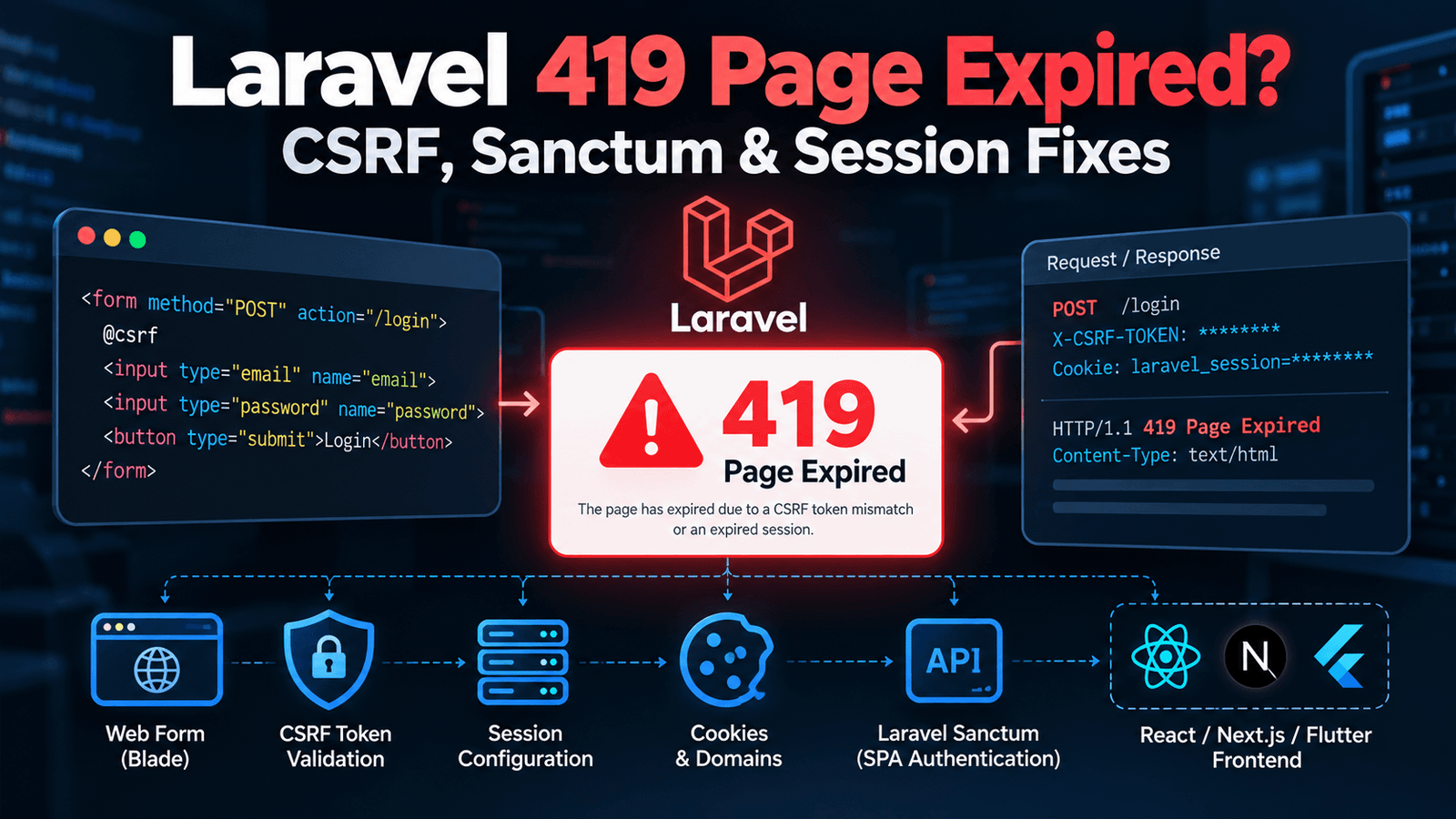 Laravel 419 Page Expired CSRF and Sanctum troubleshooting guide