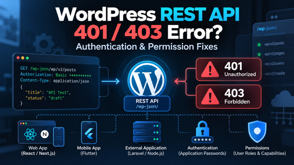 WordPress REST API 401 and 403 authentication error troubleshooting