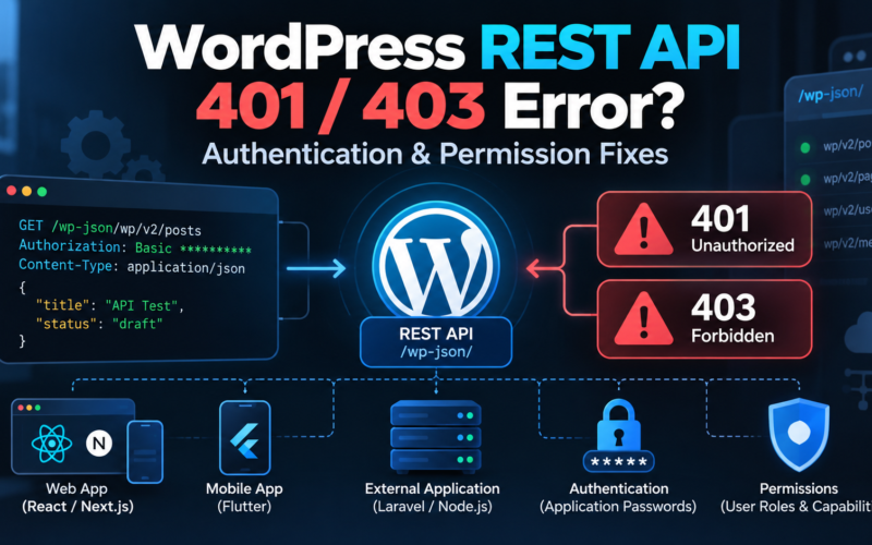 WordPress REST API 401 and 403 authentication error troubleshooting